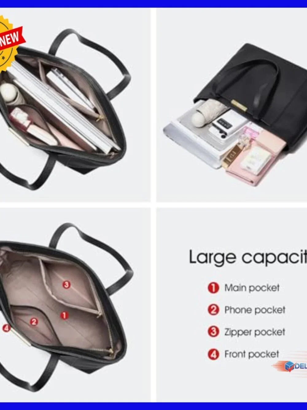 Large Leather Tote Bag with Zipper Top Handle Shoulder Satchel Hobo